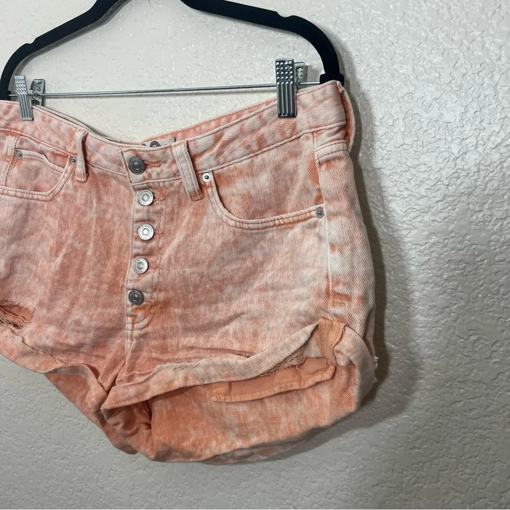 Free People We the Free Romeo Rolled Cut Off Denim Jean Shorts Orange Size 30